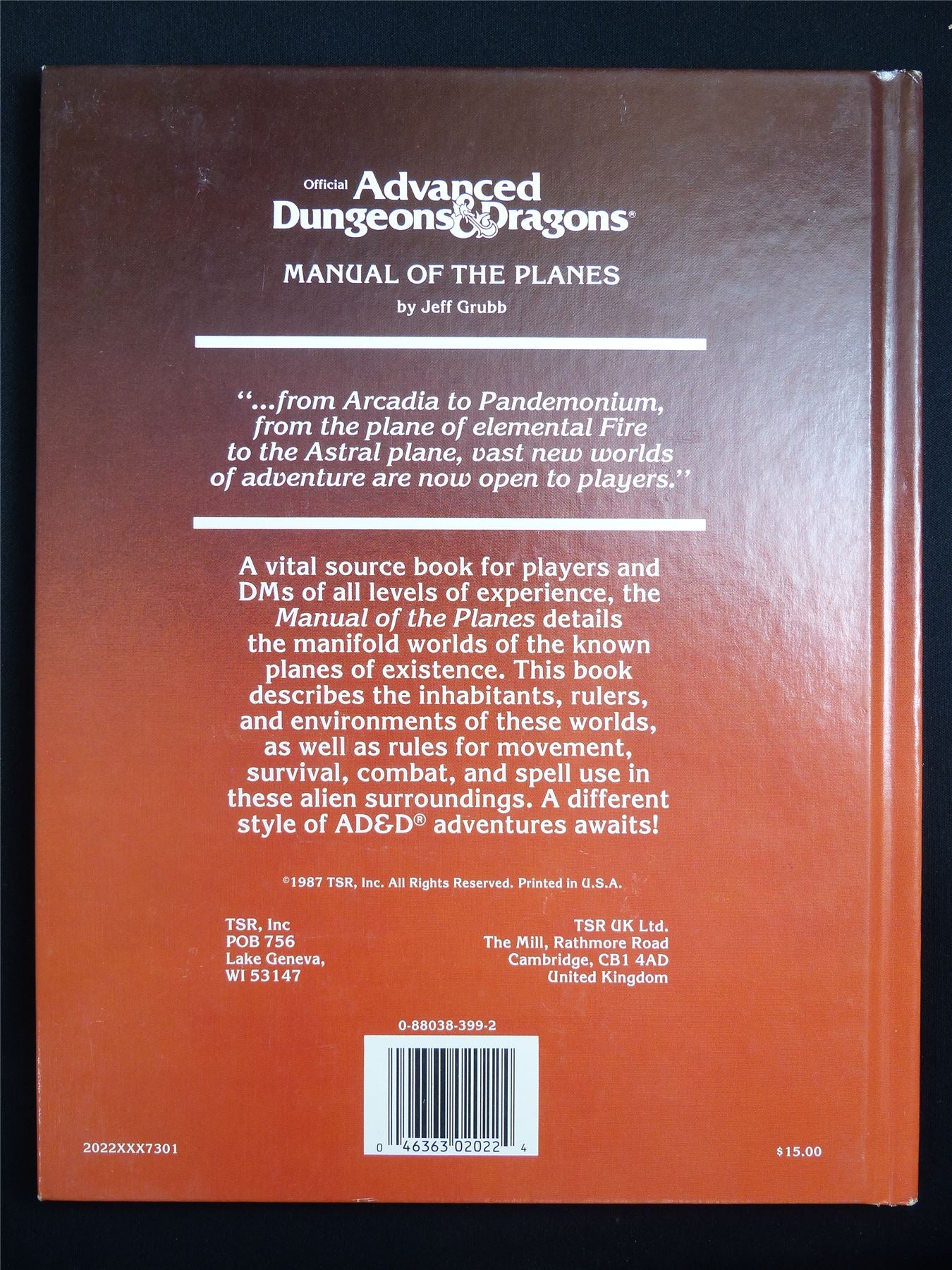 Official Advanced Dungeons & Dragons: Manual of the Planes 1987 - Roleplay Hardback #1GI