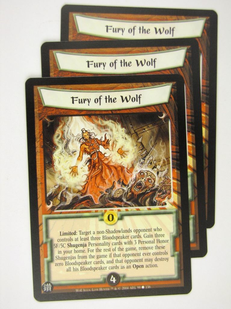 Vintage L5R Cards: FURY OF THE WOLF x3 # 16J92
