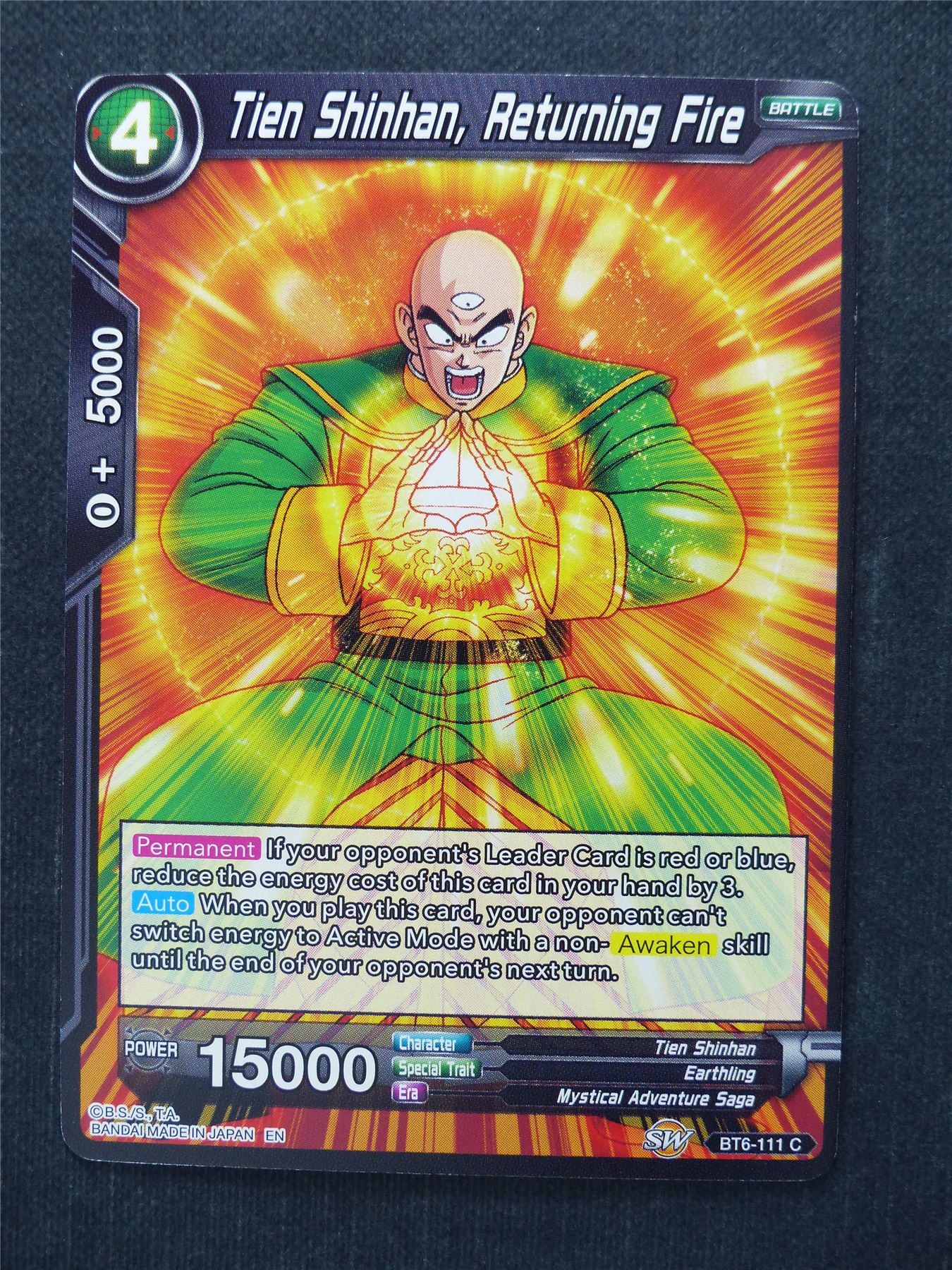 Tien Shinhan Returning Fire - Dragon Ball Super Cards #8R