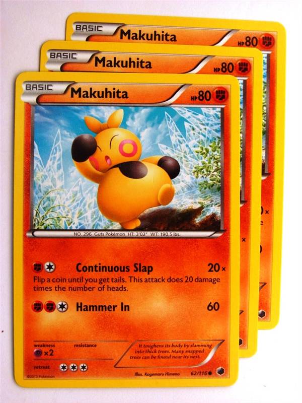 Pokemon CCG: MAKUHITA 62/116 x3 :Plasma Freeze