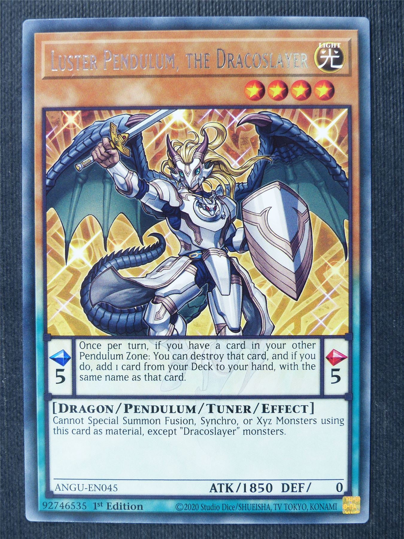 Luster Pendulum The Dracoslayer ANGU Rare - 1st ed Yugioh Cards #35O