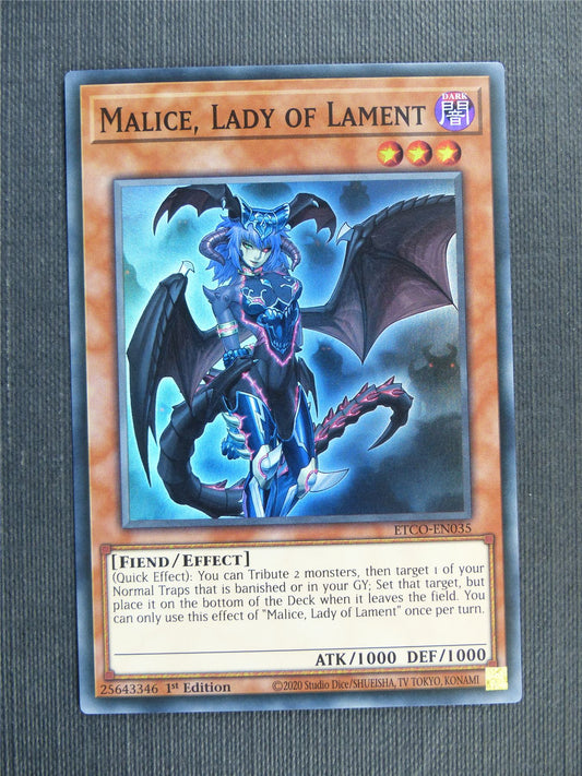 Malice Lady of Lament - Super Rare - ETCO - 1st ed Yugioh Card