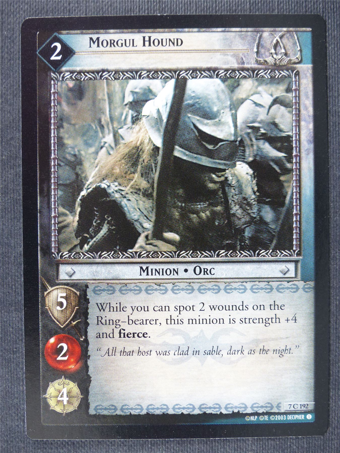 Morgul Hound 7 C 192 - LotR Cards #3KD