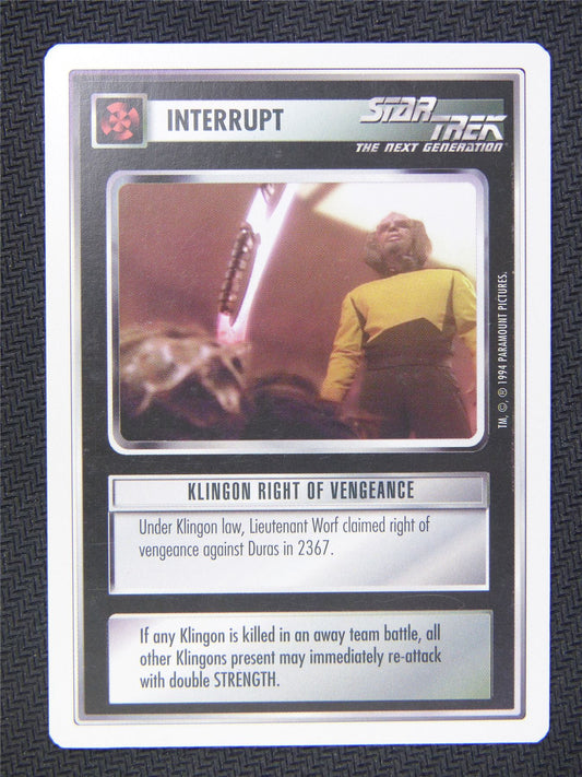 Interrupt Klingon Right of Vengance - Star Trek Next Gen Card #4R0