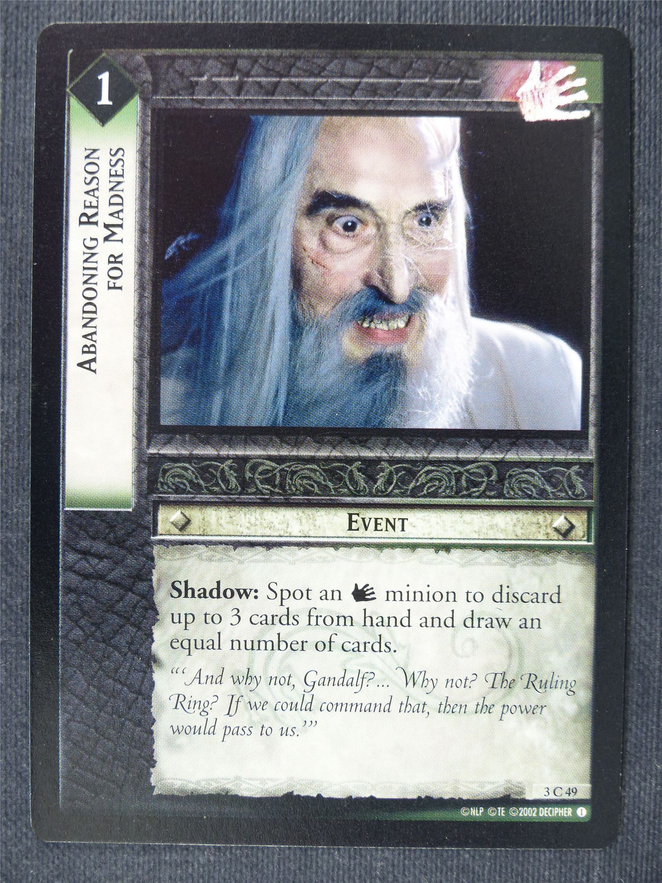 Abandoning Reason for Madness 3 C 49 - LotrR Cards #3DH