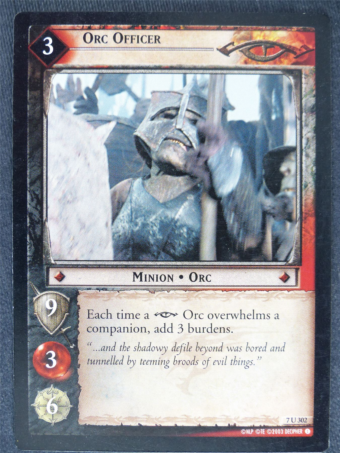 Orc Officer 7 U 302 - played - LotR Cards #YP