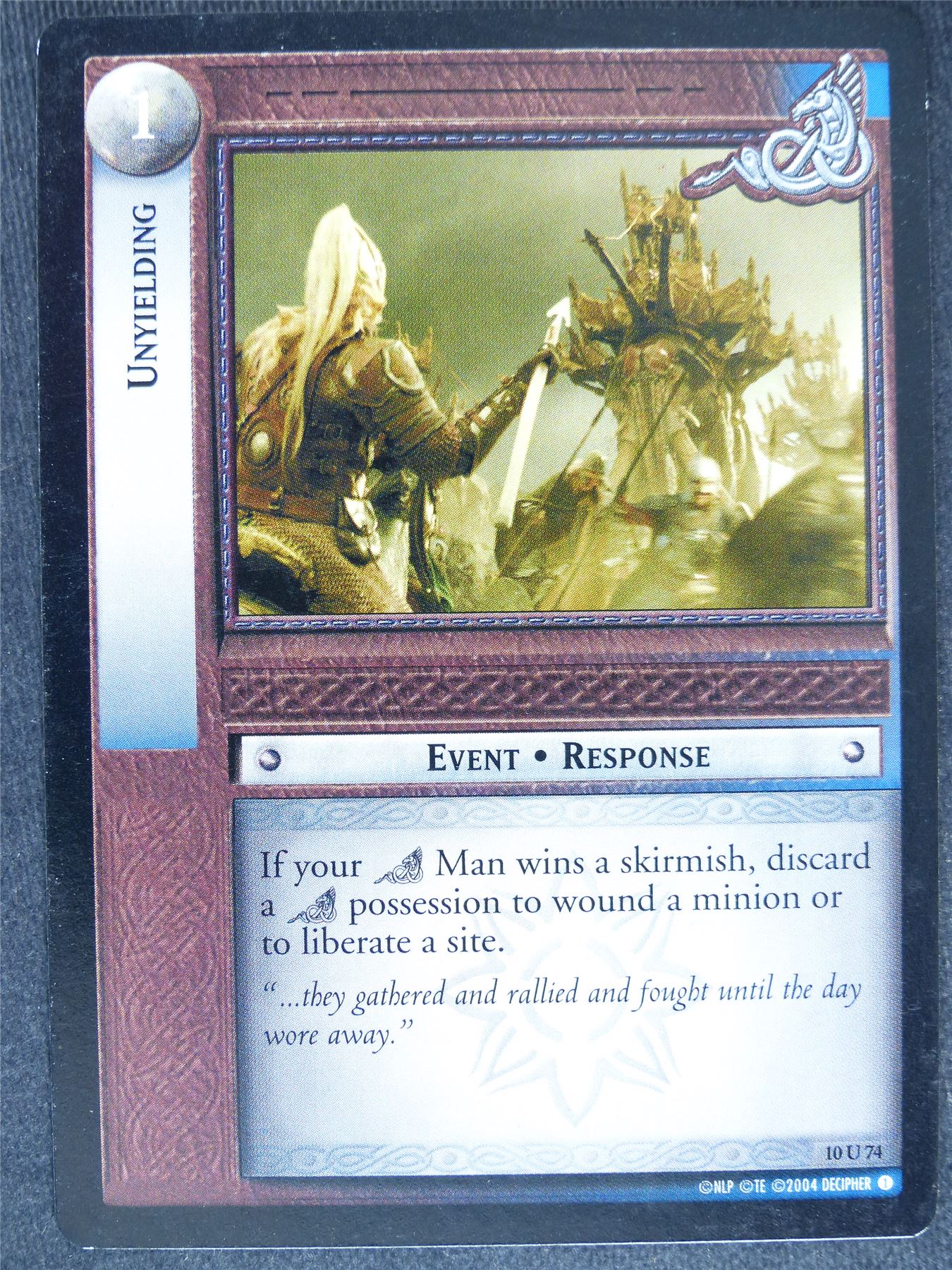 Unyielding 10 U 74 - played - LotR Cards #VQ