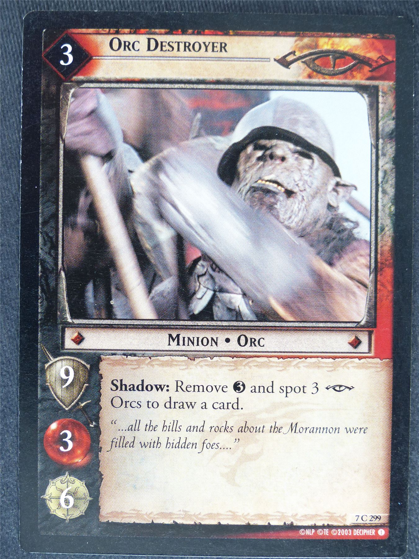 Orc Destroyer 7 C 299 - played - LotR Cards #YL