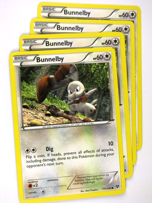 Pokemon Cards: BUNNELBY 111/146 x4: X & Y