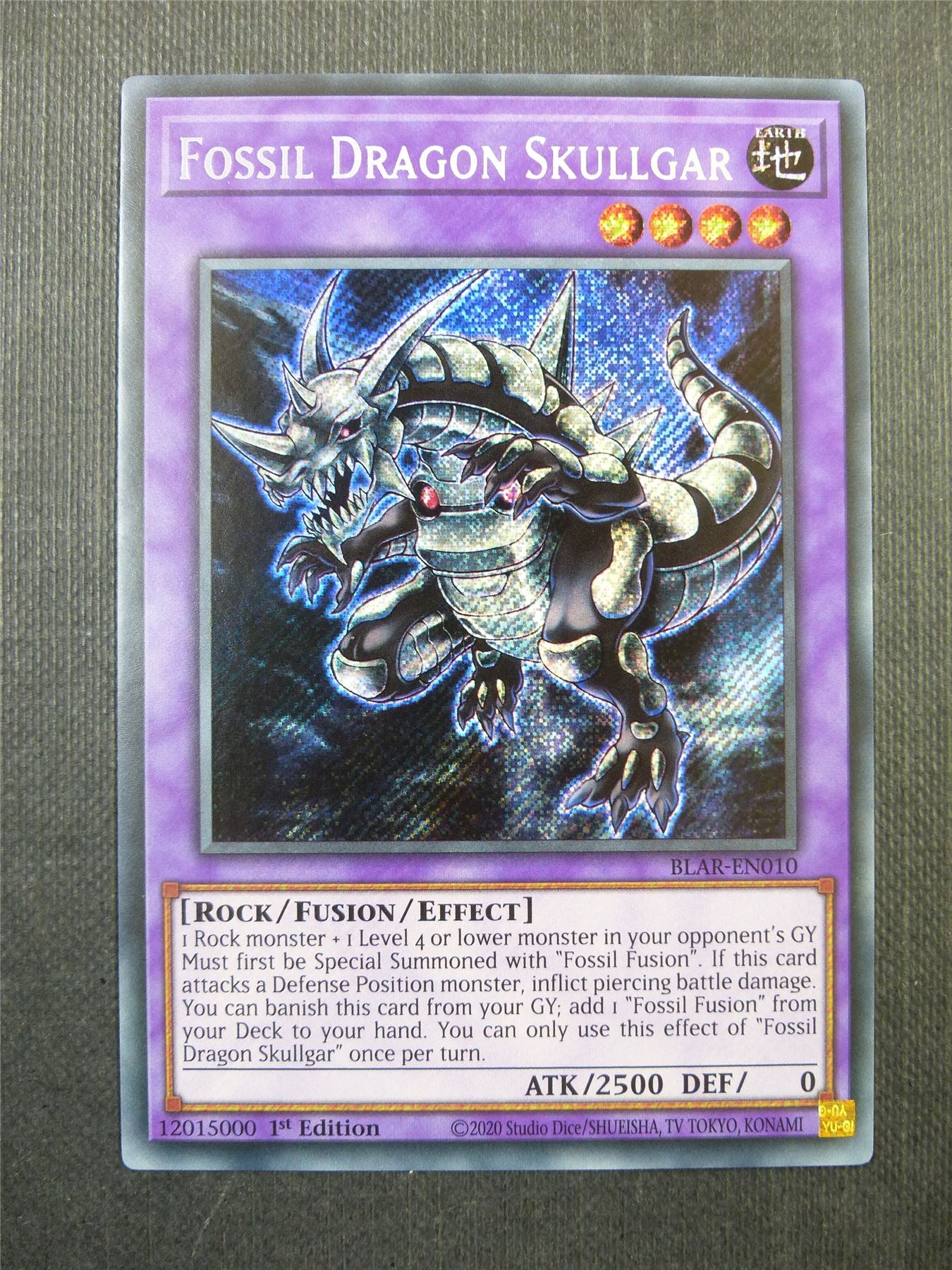 Fossil Dragon Skullgar BLAR Secret Rare - 1st ed Yugioh Card #2X6