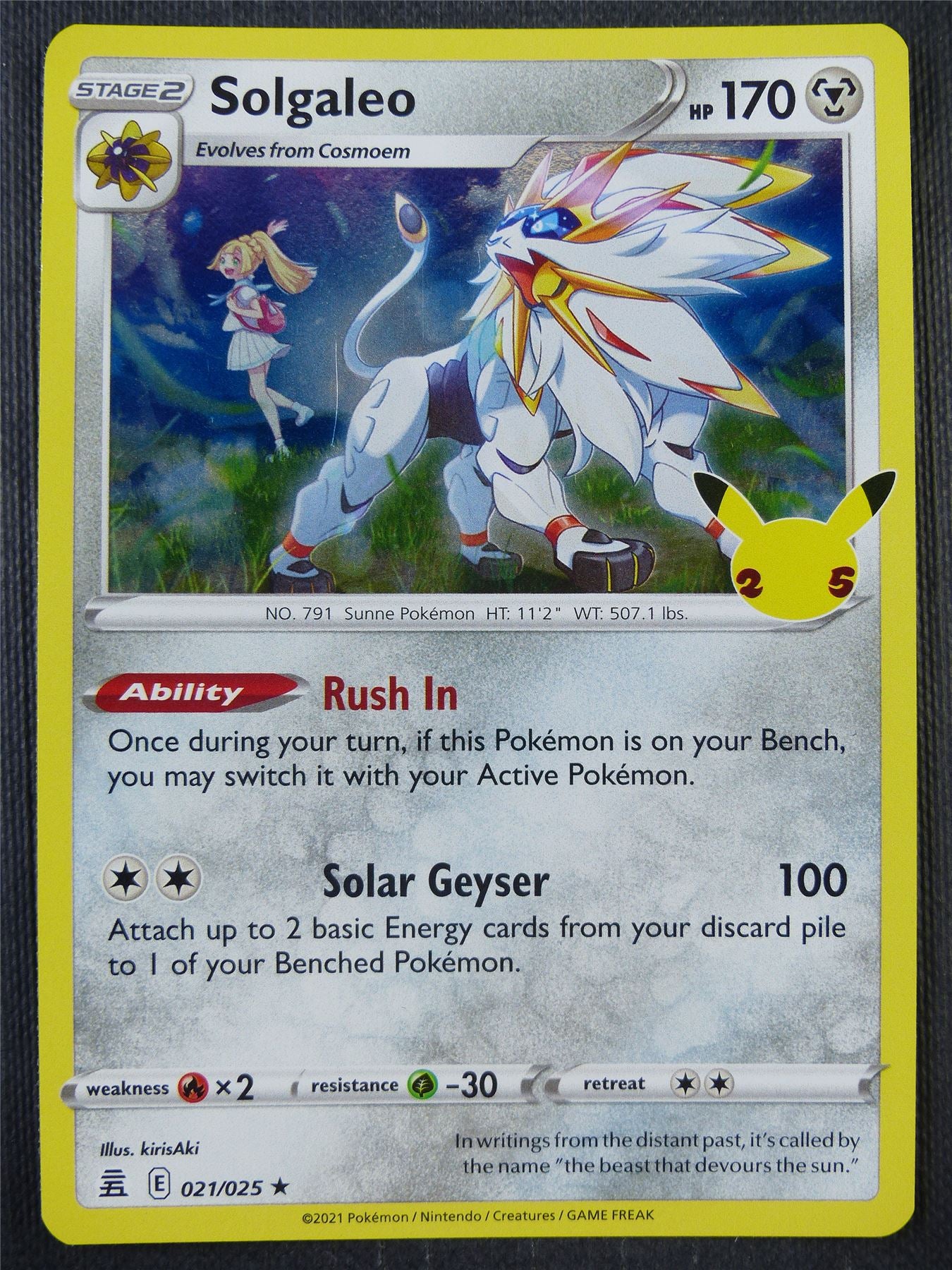 Solgaleo 021/025 Holo - Pokemon Card #8VY