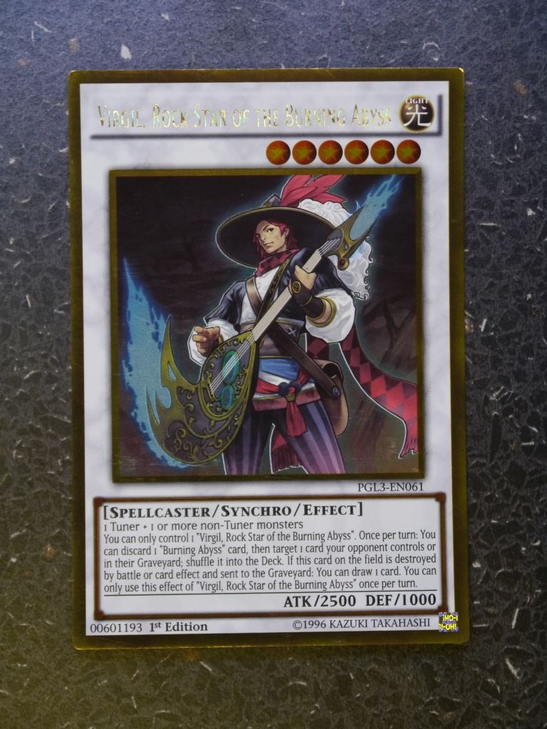 Yugioh Cards:VIRGIL, ROCK STAR OF THE BURNING ABYSS PGL3 GOLD RARE # I86