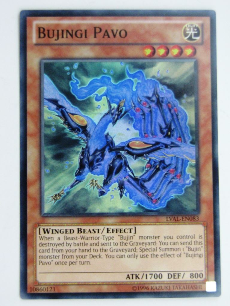 Yugioh Played Cards: BUJINGI PAVO LVAL SUPER RARE # 29H56