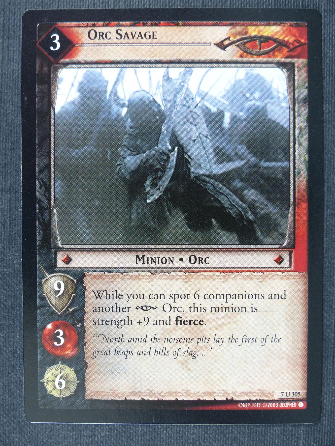 Orc Savage 7 U 305 - LotrR Cards #3HX