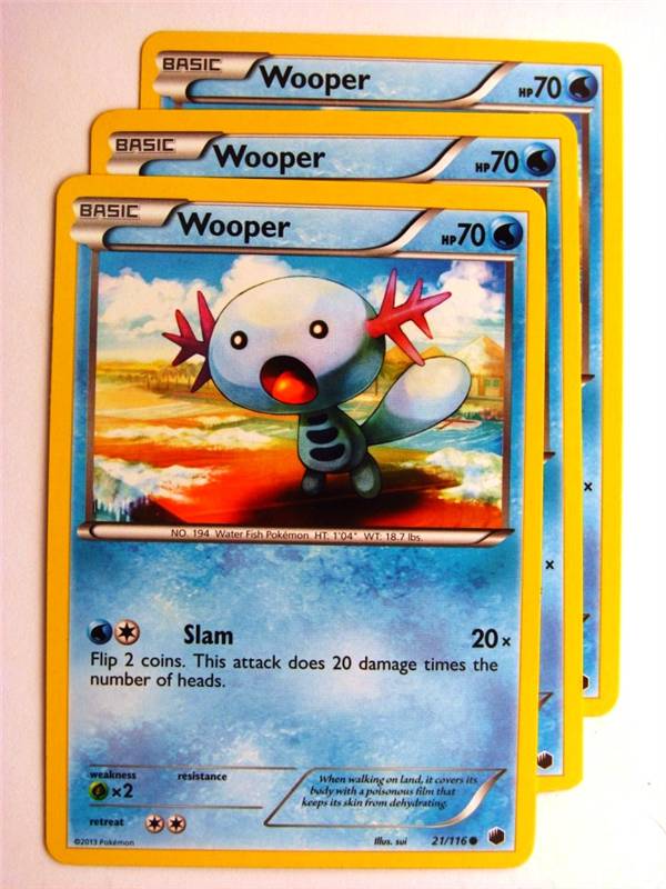 Pokemon CCG: WOOPER 21/116 x3 :Plasma Freeze