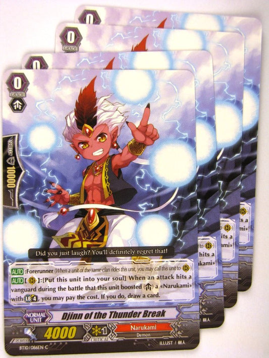 Cardfight!! Vanguard Cards: DJINN OF THE THUNDER BREAK x4 BT10