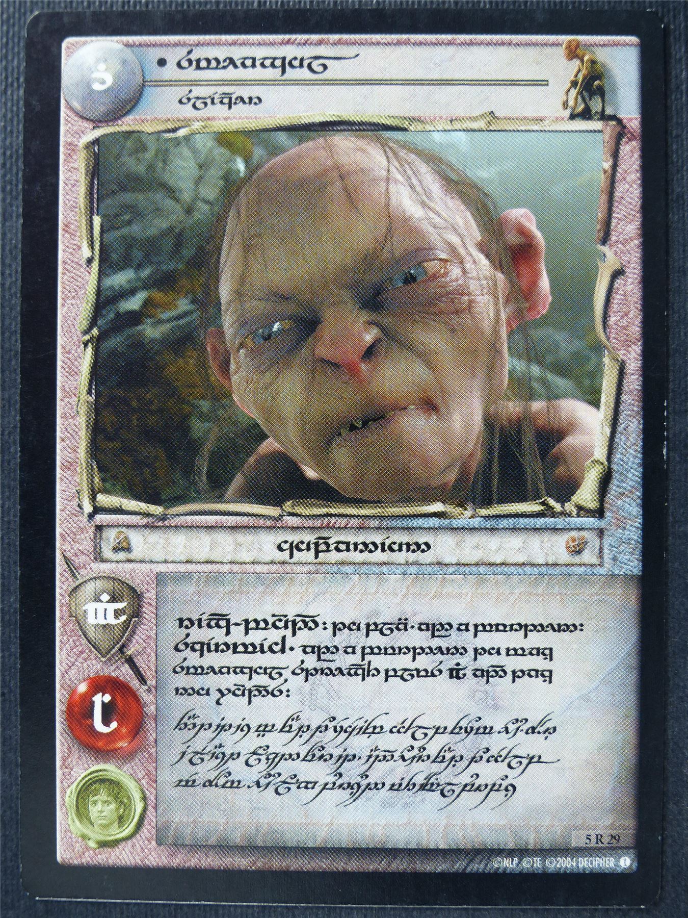 Gollum 5 R 29 - Elvish LotR Card #3NX