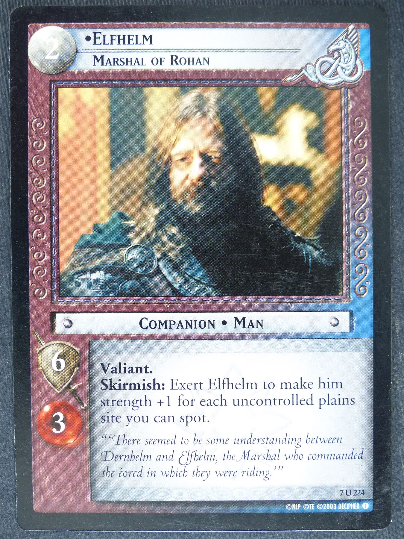 Elfhelm 7 U 224 - played - LotR Cards #WS