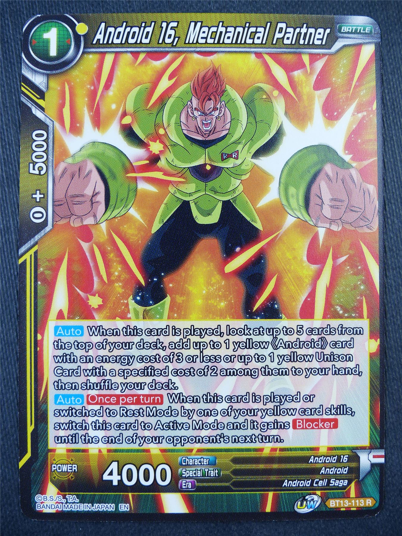 Android 16 Mechanical Partner BT13 R - Dragon Bal Super Card #91B