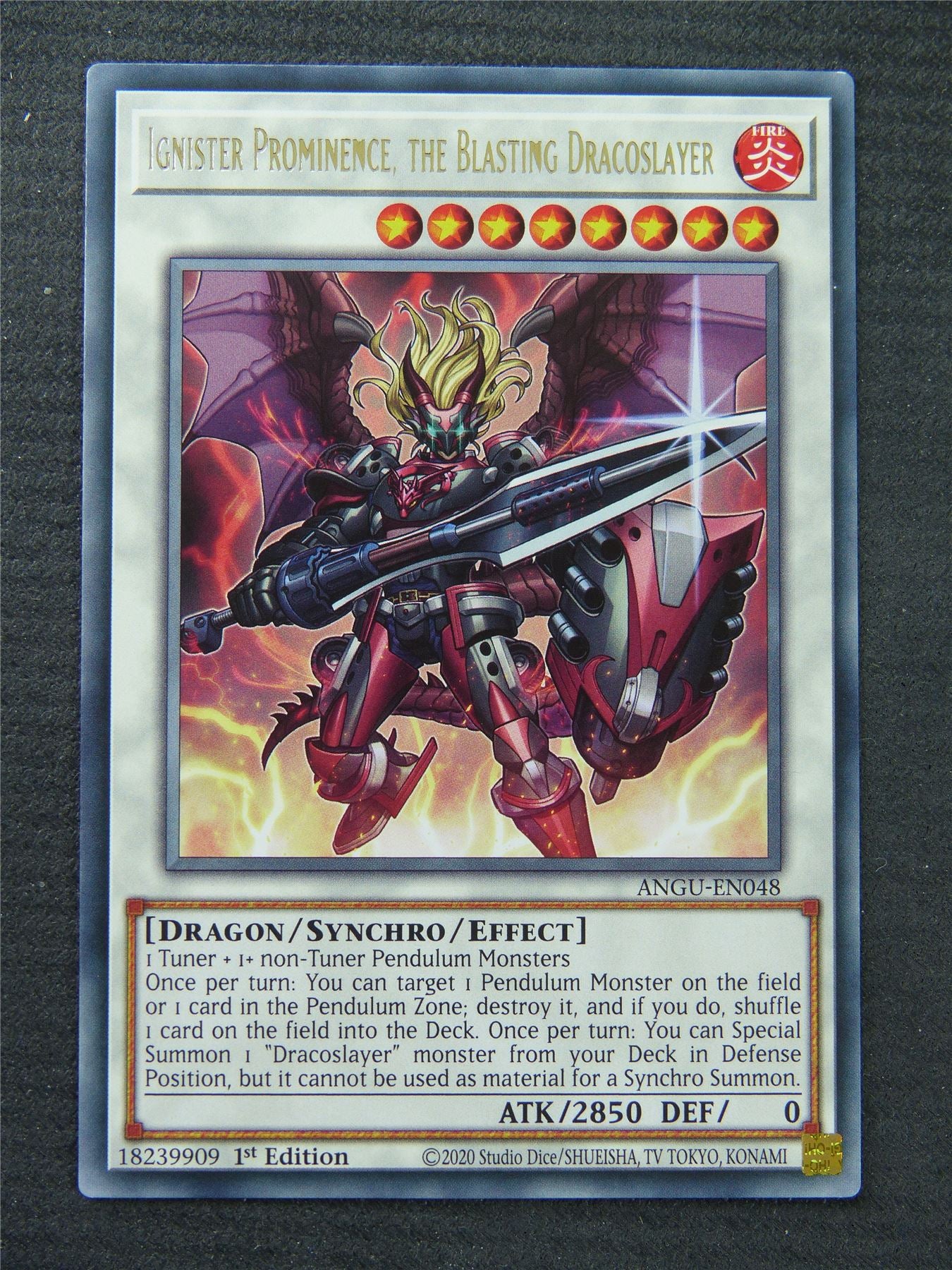 Ignister Prominence The Blasting Dracoslayer ANGU Rare - 1st Edition - Yugioh Card #1OZ