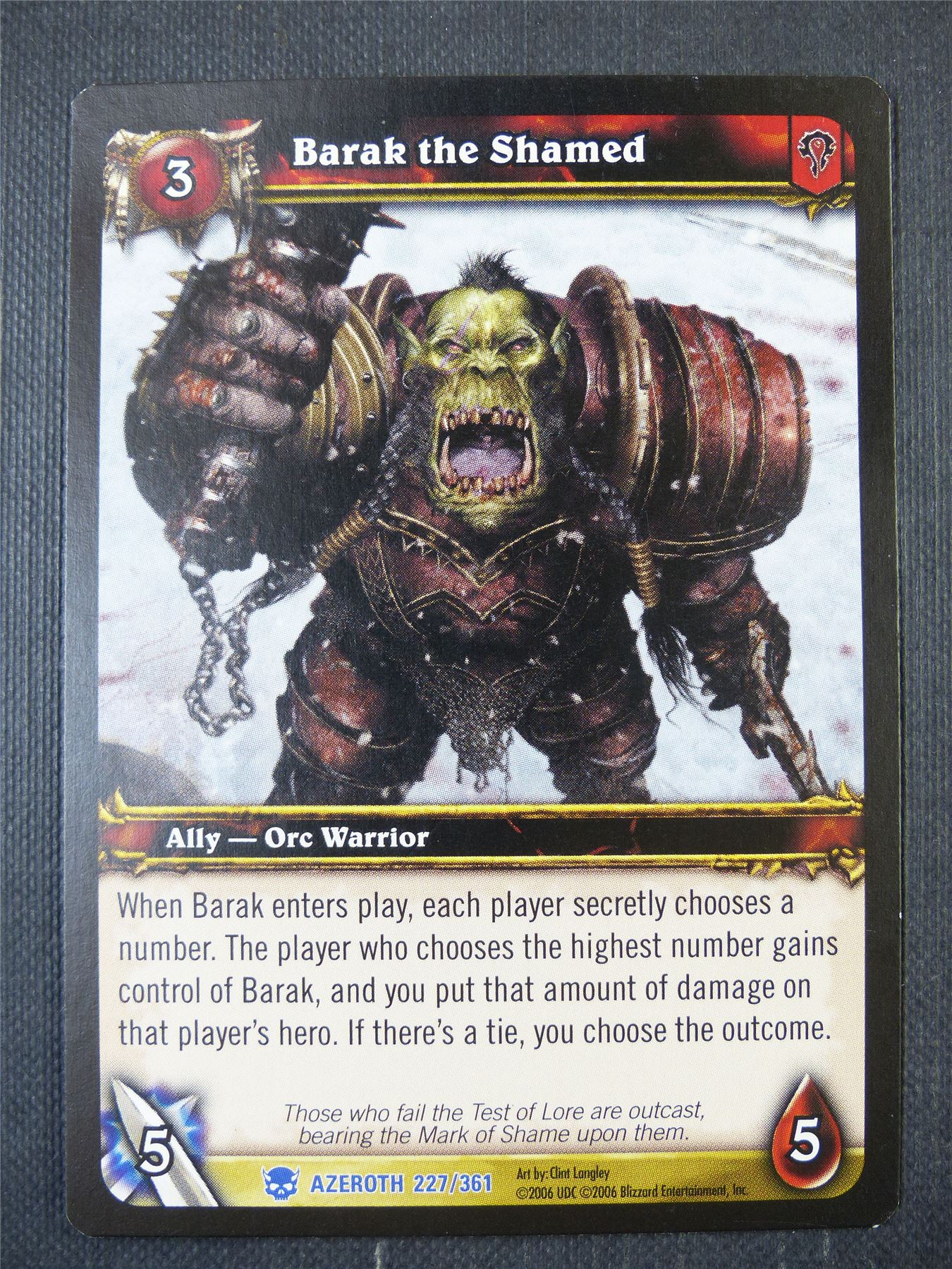 Barak the Shamed 227/361 - WoW Card #1CS