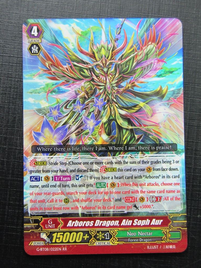 Vanguard Cards: ARBOROS DRAGON, AIN SOPH AUR G-BT08 RR # 19G99