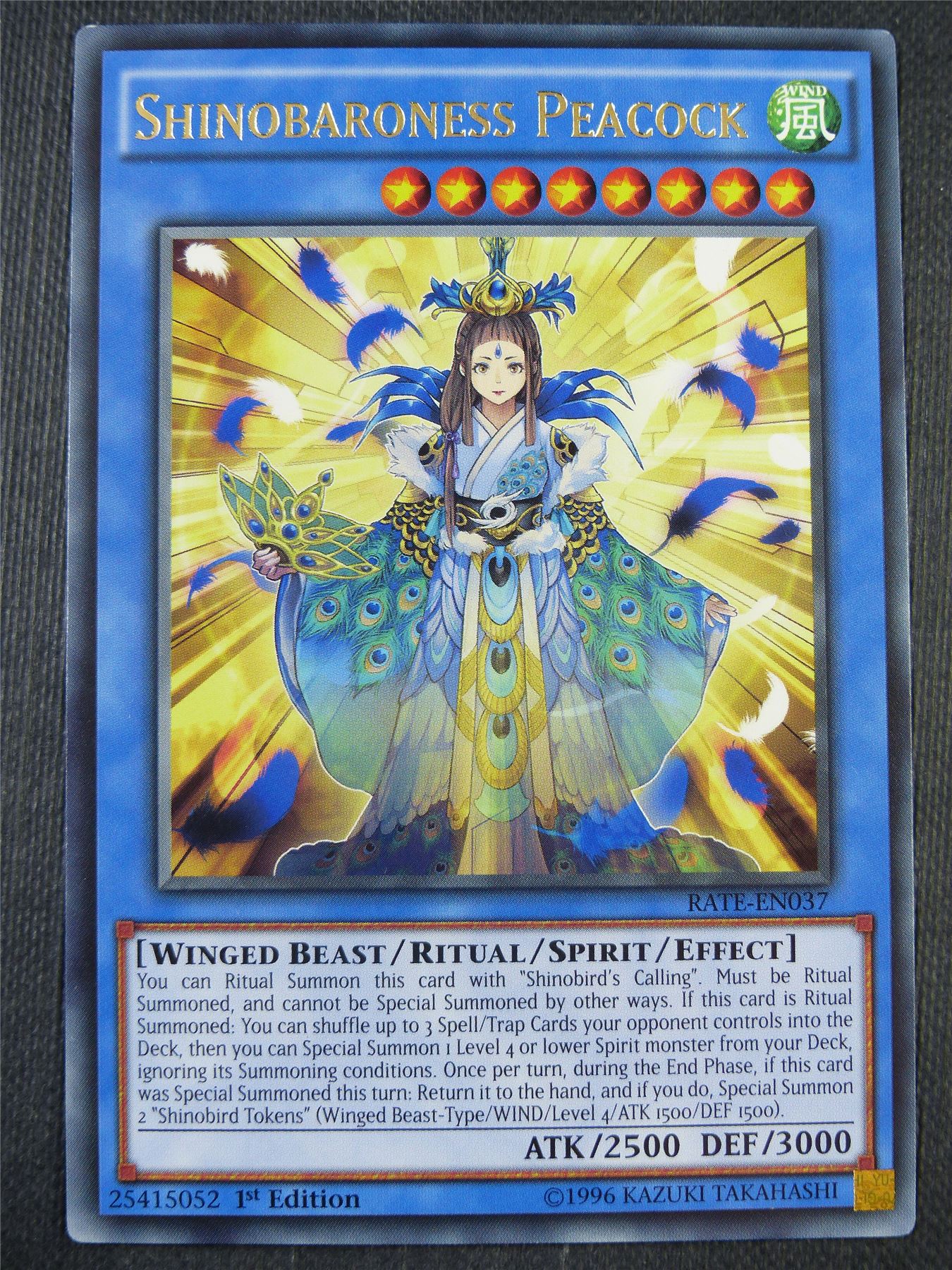 Shinobaroness Peacock RATE Rare - 1st ed Yugioh Card #8GS