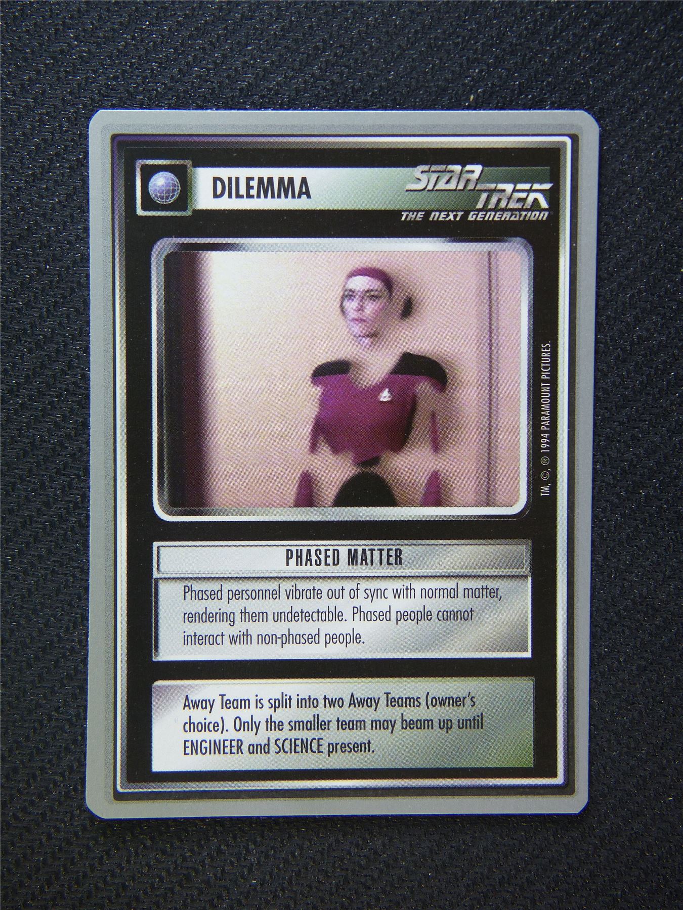 Dilemma Phased Matter - Star Trek Silver Border Card Decipher #2E4