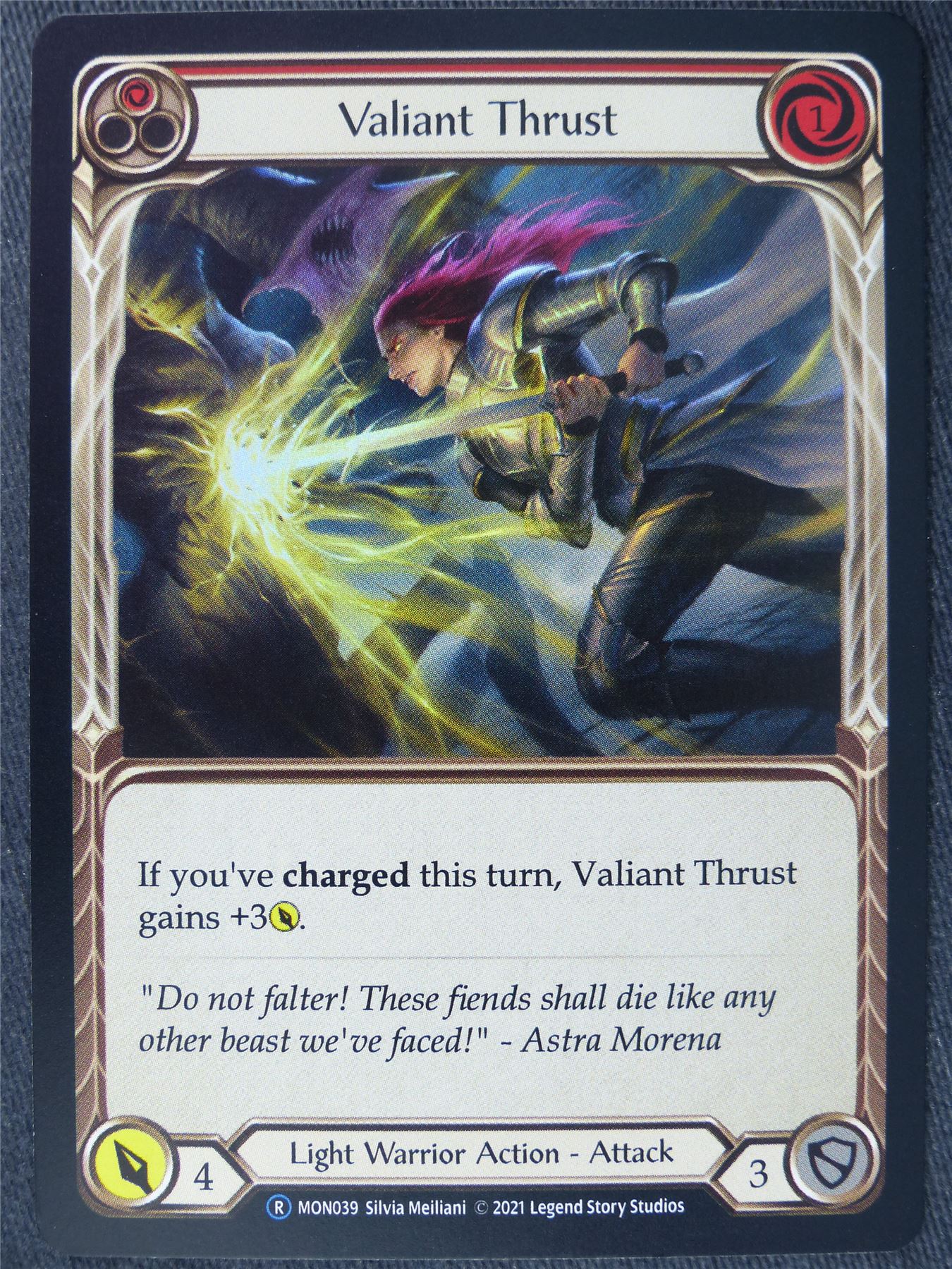 Valiant Thrust Red Foil - Monarch Unlimited - Flesh and Blood Cards #II