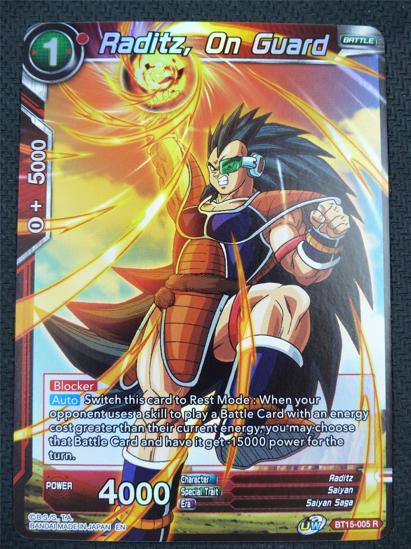 Raditz On Guard BT15 R Foil - Dragon Ball Super Card #614