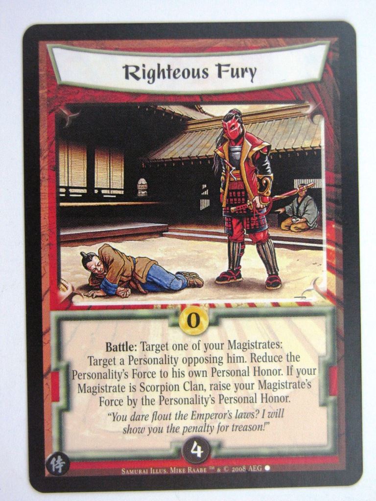 Vintage L5R Cards: RIGHTEOUS FURY # 27G12