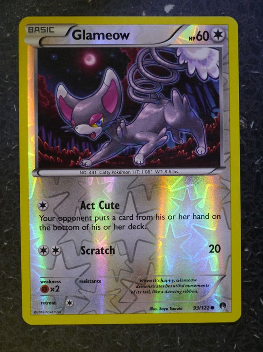 Pokemon Cards: GLAMEOW 93/122 REVERSE HOLLOW # 5H19