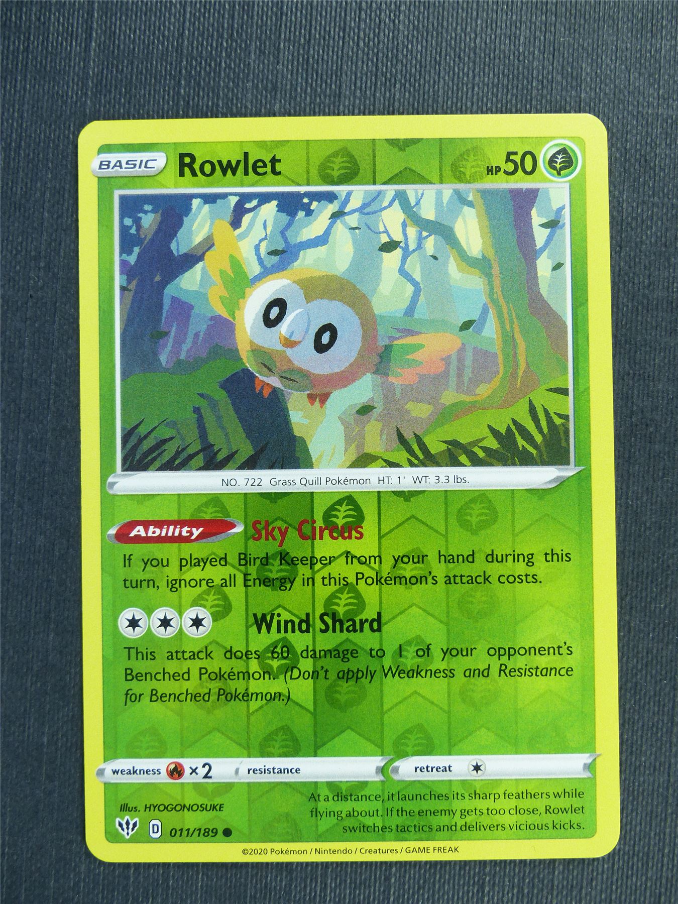 Rowlet 011/189  - DAA - Pokemon Card #3B6