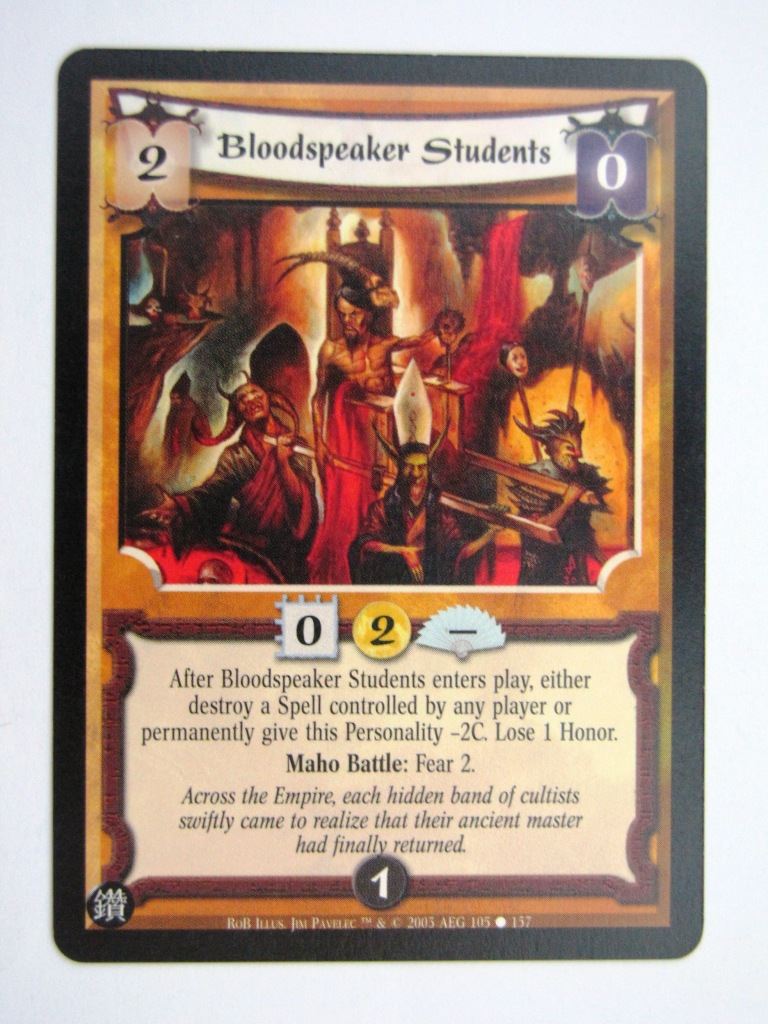 Vintage L5R Cards: BLOODSPEAKER STUDENTS # 27H40