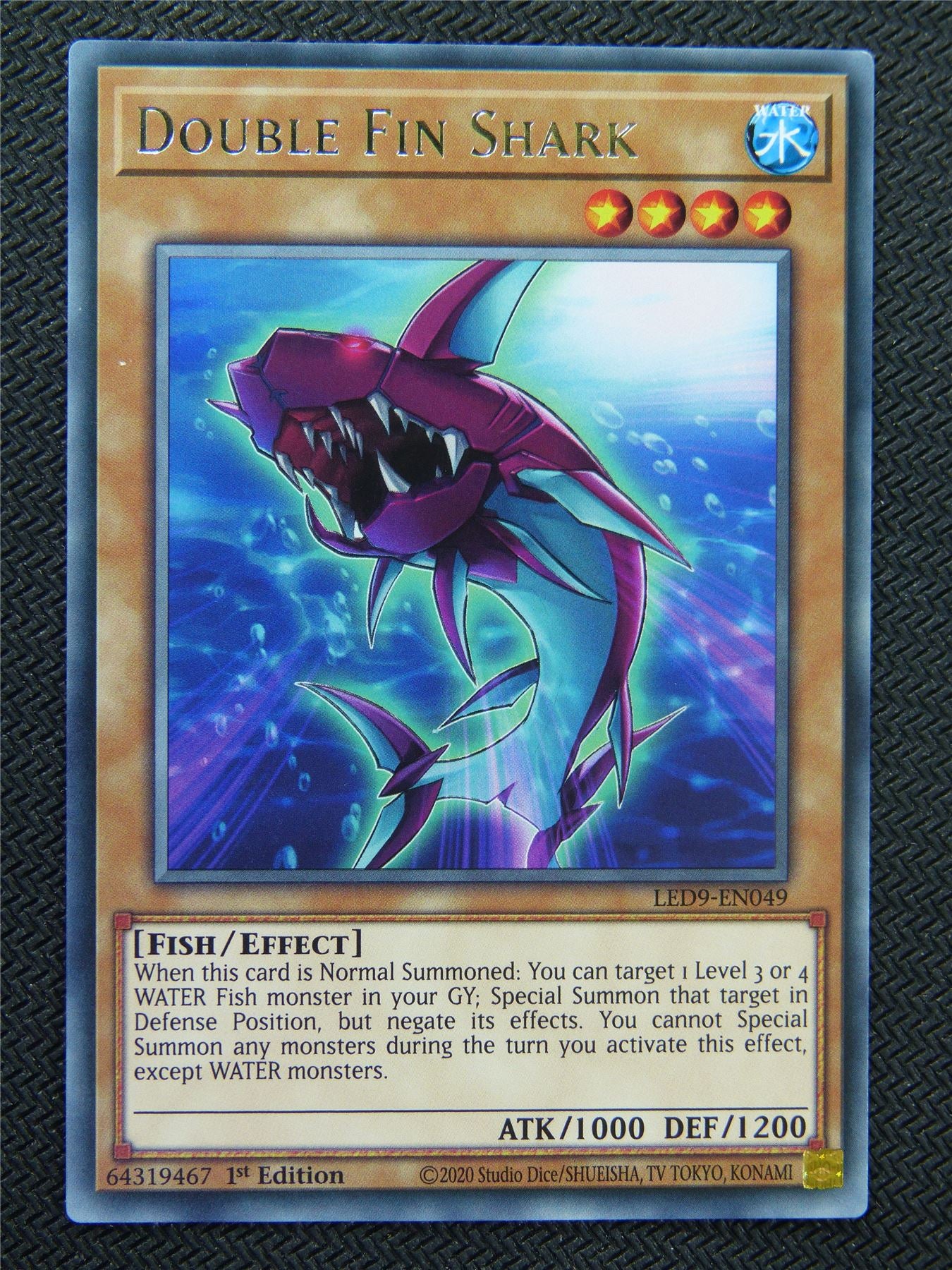 Double Fin Shark LED9 Rare - 1st ed - Yugioh Card #8O6