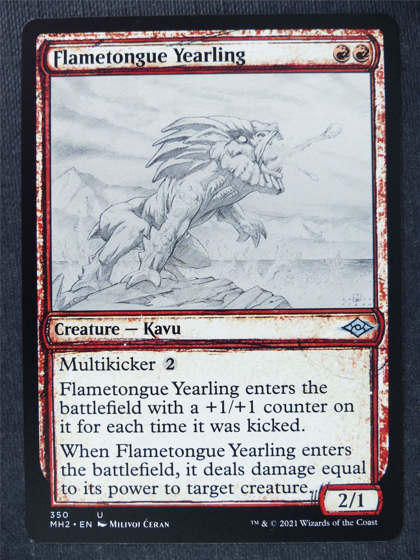 Flametongue Yearling Sketch - MH2 - Mtg Magic Cards #JH