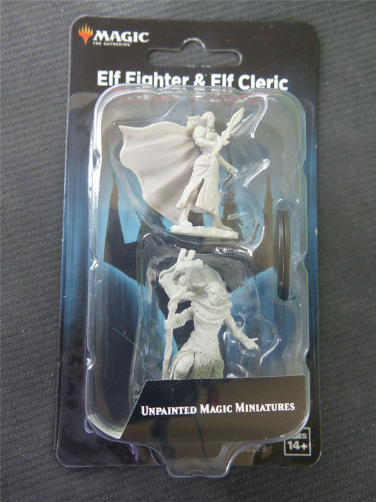 Elf Fighter And Elf Cleric Miniature - Magic The Gathering #A3
