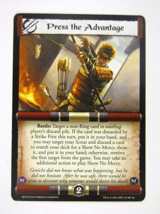 L5R Cards: A Line in the Sands: PRESS THE ADVANTAGE # 14G91