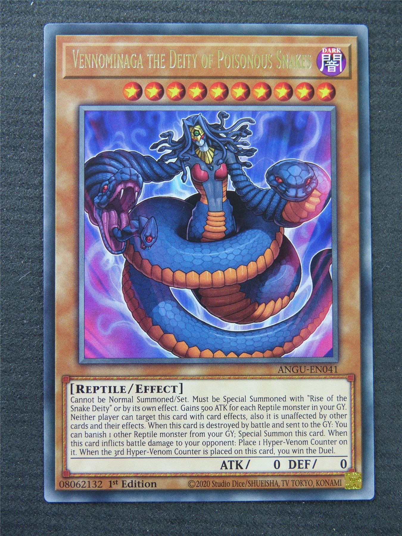 Vennominaga The Deity Of Poisonous Snakes ANGU Rare - 1st Edition - Yugioh Card #1Q0