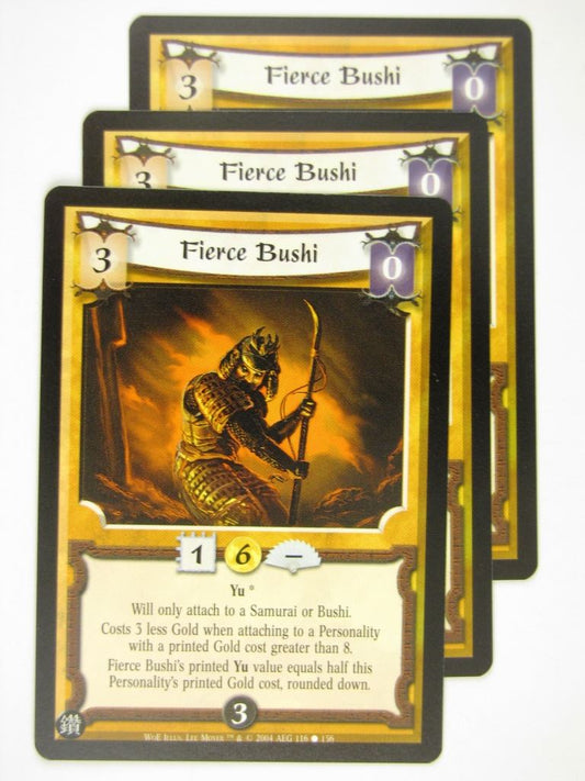 Vintage L5R Cards: FIERCE BUSHI x3 # 16J55