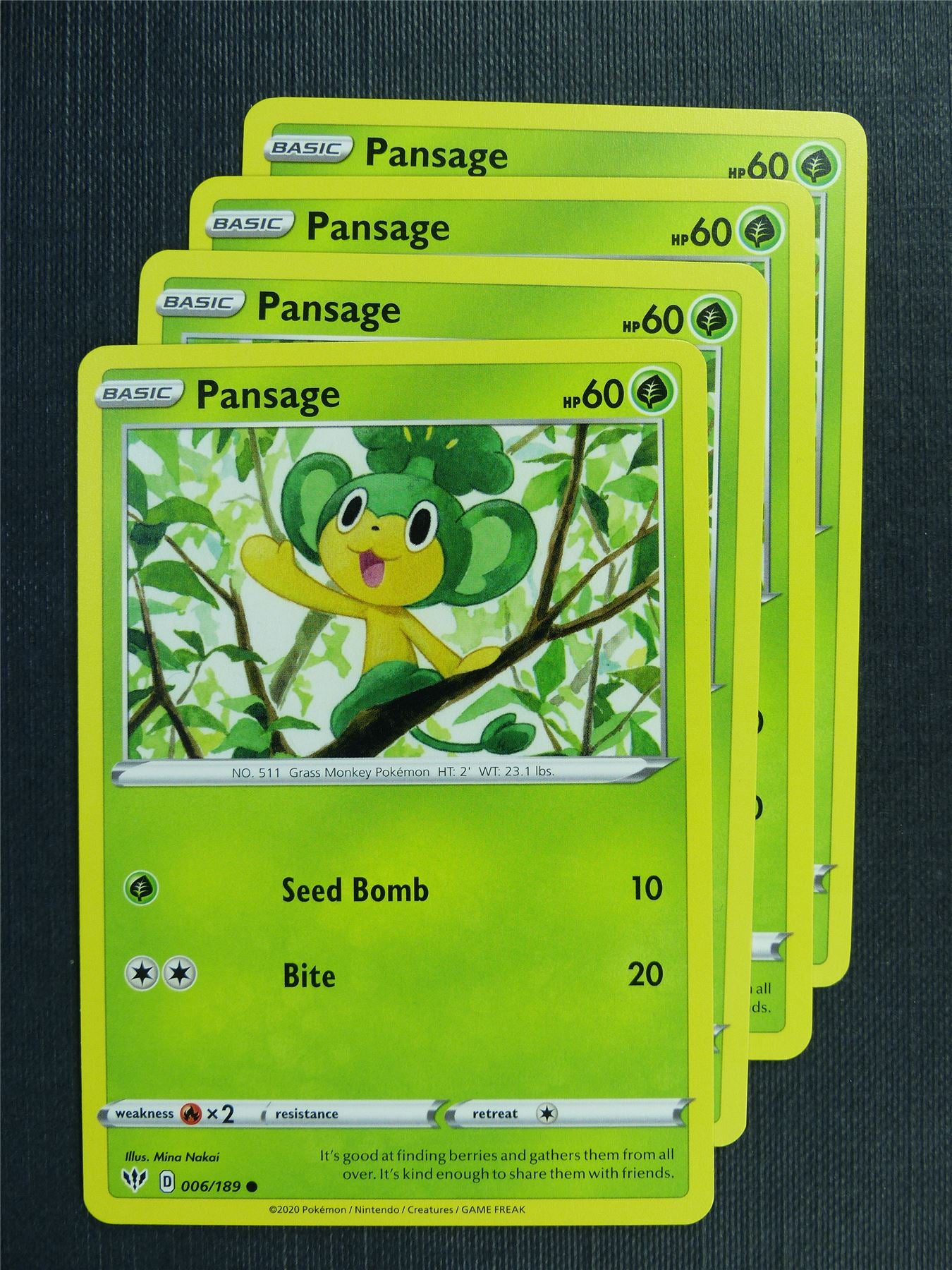 Pansage 006/189 x4  - DAA - Pokemon Card #3EP