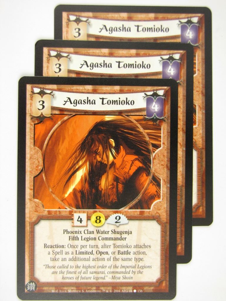 Vintage L5R Cards: AGASHA TOMIOKO x3 # 16J33