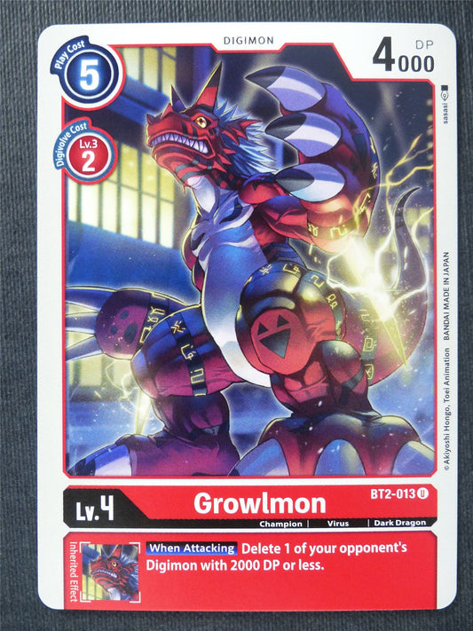 Growlmon BT2-013 U - Digimon Cards #RO