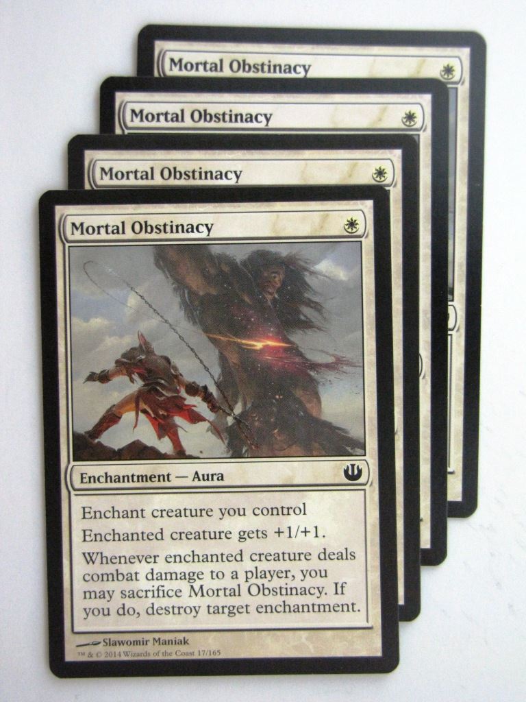 MTG Magic Cards: MORTAL OBSTINACY x4 Journey to Nyx playset # 24B64