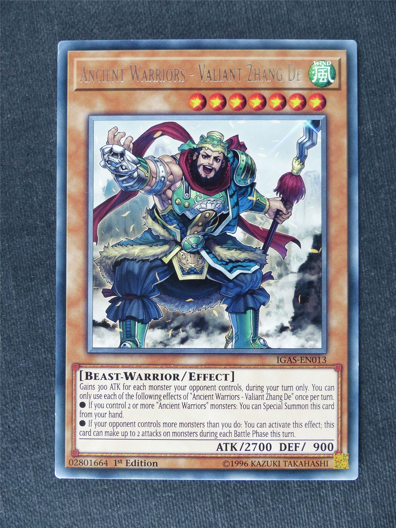 Ancient Warriors - Valiant Zhang De IGAS Rare - 1st ed - Yugioh Cards #TZ