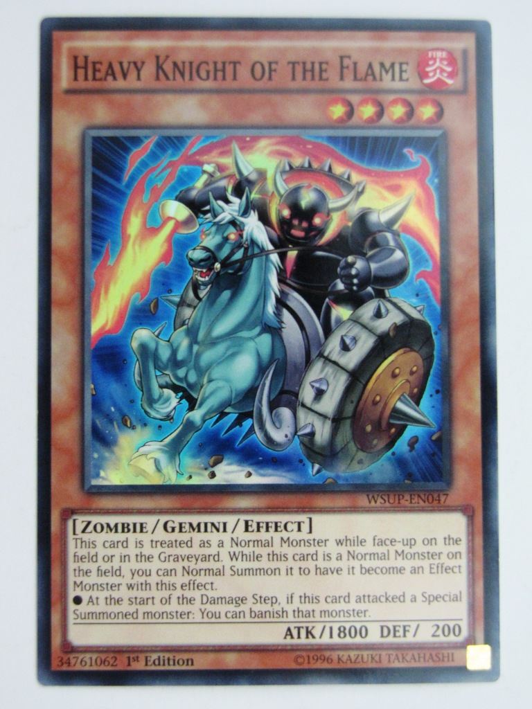 Yugioh Played Cards: HEAVY KNIGHT OF THE FLAME WSUP SUPER RARE # 29I20