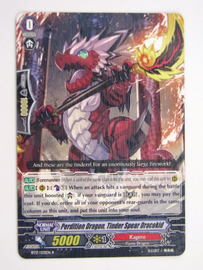 Vanguard Cards: PERDITION DRAGON, TINDER SPEAR DRACOKID BT17 R # 32F42