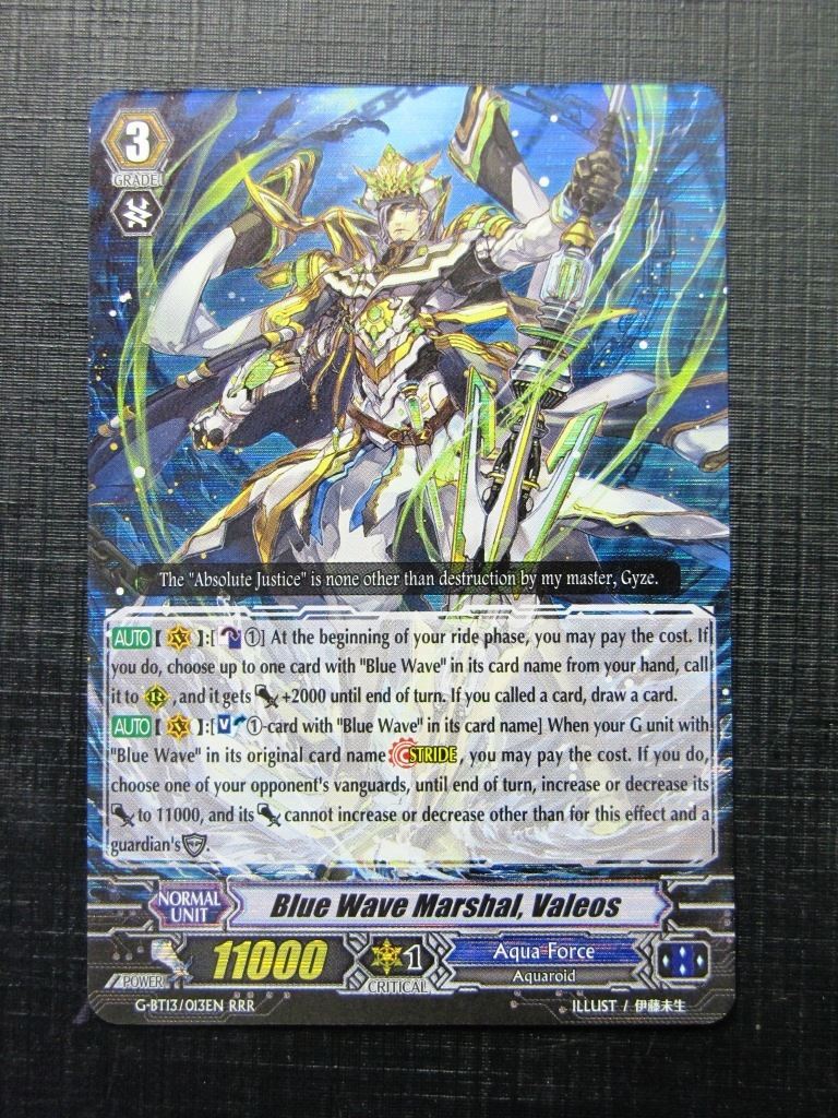 Blue Wave Marshal Valeos G-BT13 RRR - Vanguard Card # 8H93