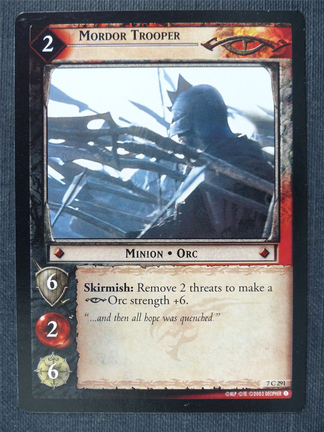 Mordor Trooper 7 C 291 - LotrR Cards #3HS