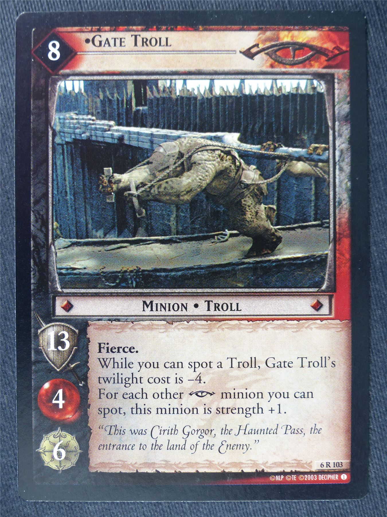 Gate Troll 6 R 103 - LotR Cards #MX